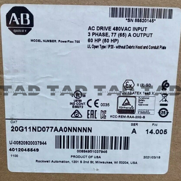 Allen-Bradley 20G11ND077AA0NNNNN PowerFlex Air Cooled 755 AC Drive