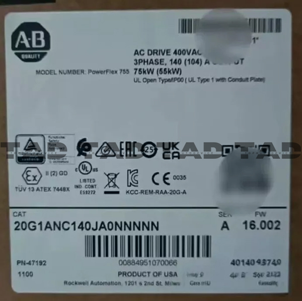 Allen-Bradley 20G1ANC140JA0NNNNN PowerFlex Air Cooled 755 AC Drive