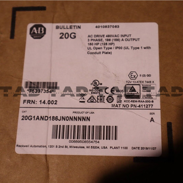 Allen-Bradley 20G1AND186JN0NNNNN PowerFlex Air Cooled 755 AC Drive