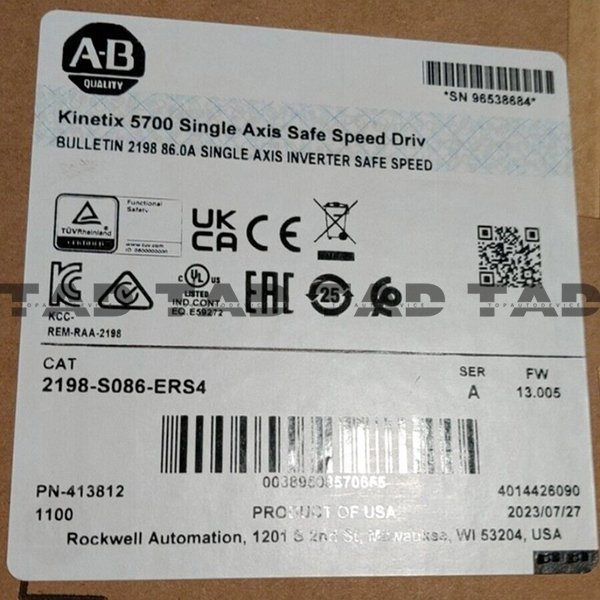 Allen-Bradley 2198-S086-ERS4 Kinetix 5700 Single Axis Safe Speed Driv