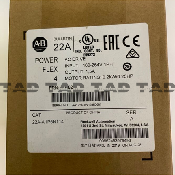 Allen-Bradley 22A-A1P5N114 PowerFlex 4- 0.2 kW (0.25 HP) AC Drive