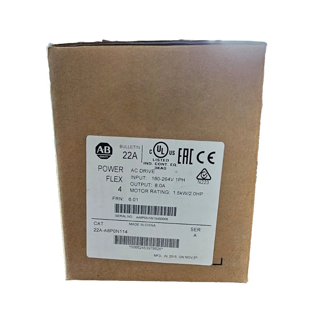 Allen-Bradley New 22A-A8P0N114 PowerFlex 4- 1.5 kW (2 HP) AC Drive