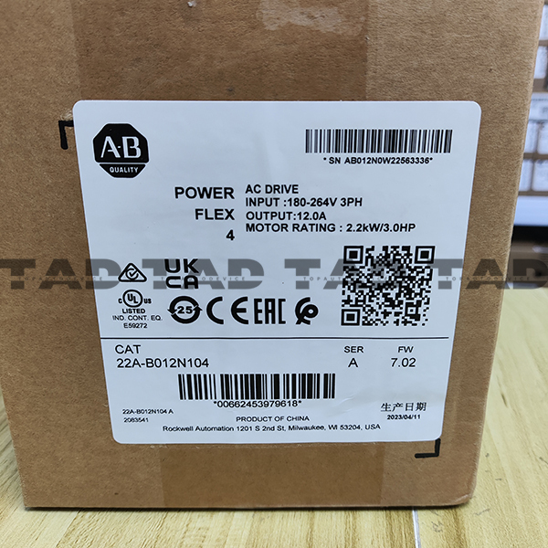 Allen-Bradley 22A-B012N104 PowerFlex 4- 2.2 kW (3 HP) AC Drive