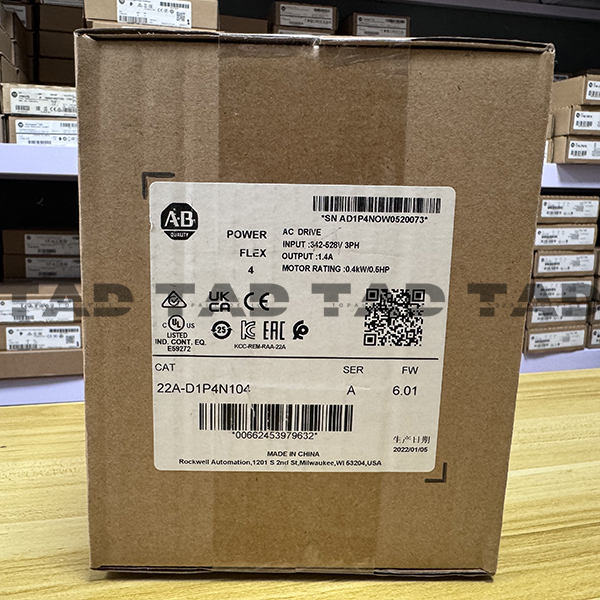 Allen-Bradley 22A-D1P4N104 PowerFlex 4- 0.4 kW (0.5 HP) AC Drive