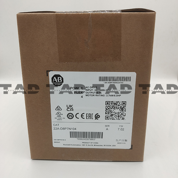 Allen-Bradley 22A-D8P7N104 PowerFlex 4 3.7 kW (5 Hp) AC Drive