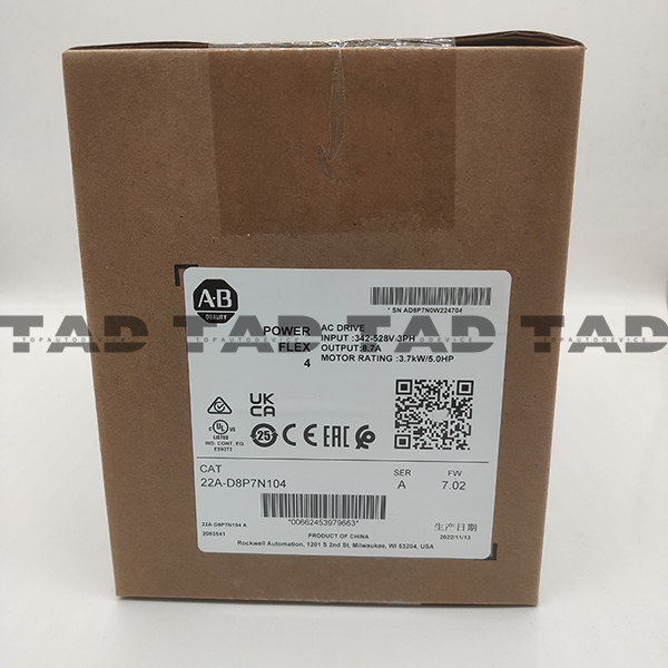 Allen-Bradley 22A-D8P7N104 PowerFlex 4 3.7 kW (5 Hp) AC Drive