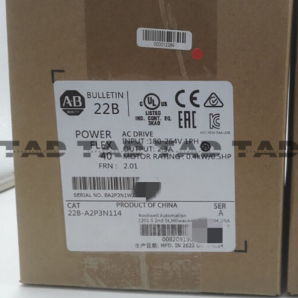 Allen-Bradley 22B-A2P3N114 PowerFlex 40- 0.4 kW (0.5 HP) AC Drive