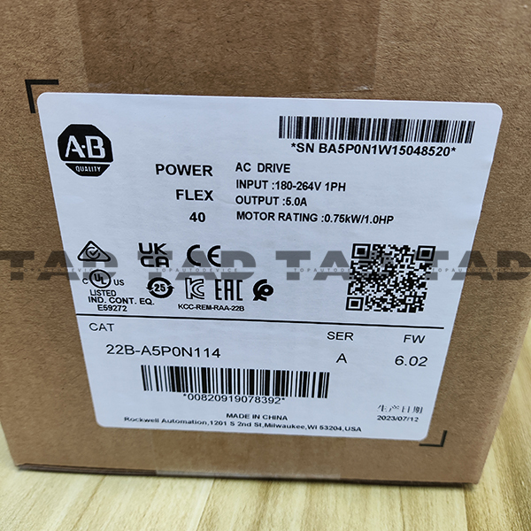 Allen-Bradley 22B-A5P0N114 PowerFlex 40- 0.75 kW (1 HP) AC Drive