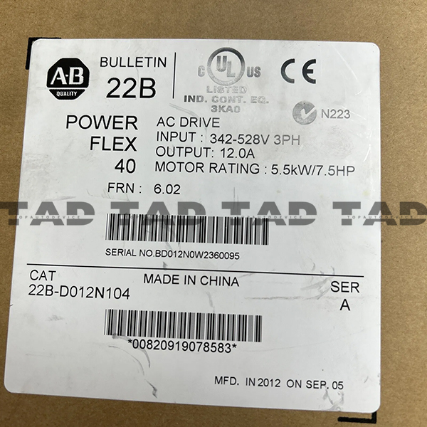 Allen-Bradley 22B-D012N104 PowerFlex 40- 5.5 kW (7.5 HP) AC Drive