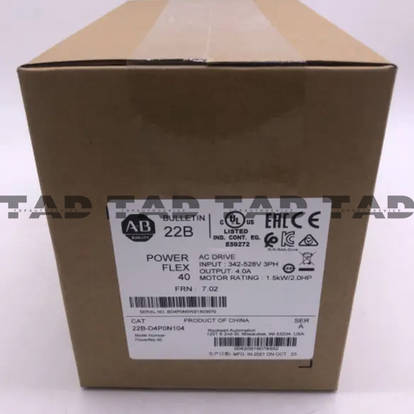 Allen-Bradley 22B-D4P0N104 PowerFlex 40- 1.5 kW (2 HP) AC Drive