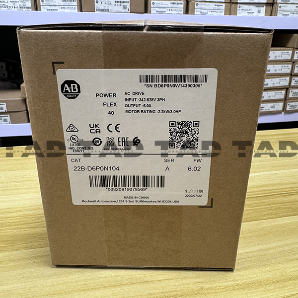 Allen-Bradley 22B-D6P0N104 PowerFlex 40- 2.2 kW (3 HP) AC Drive