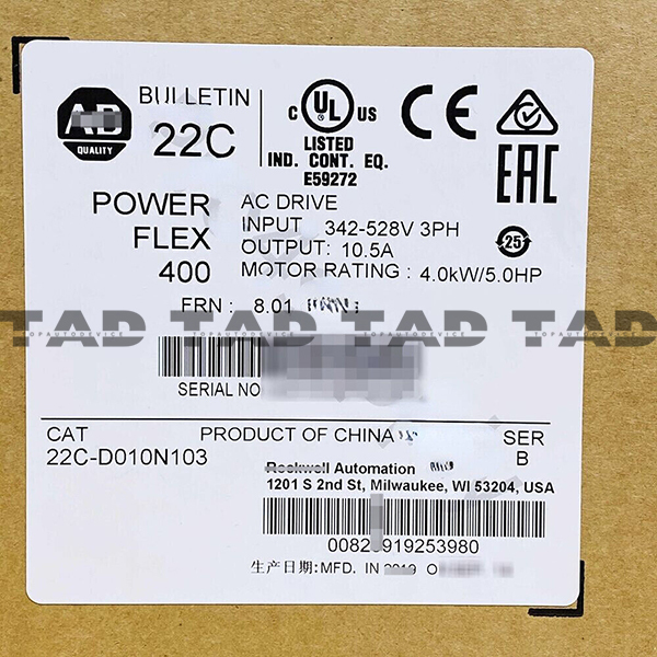 Allen-Bradley 22C-D010N103 PowerFlex 400- 4 kW (5 HP) AC Drive