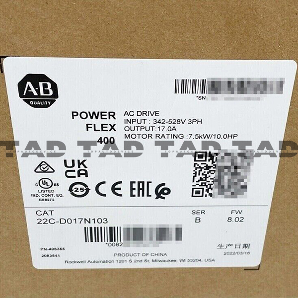 Allen-Bradley 22C-D017N103 PowerFlex 400- 7.5 kW (10 HP) AC Drive