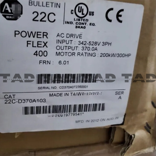 Allen-Bradley 22C-D370A103 PowerFlex 400- 200 kW (300 HP) AC Drive