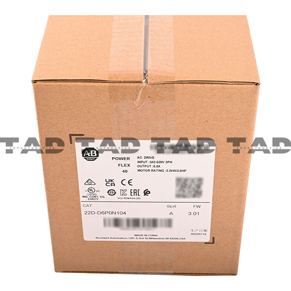 Allen-Bradley 22D-D6P0N104 PowerFlex 40P- 2.2 kW (3 HP) AC Drive