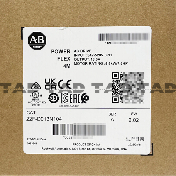 Allen-Bradley 22F-D013N104 PowerFlex 4M- 5.5 kW (7.5 HP) AC Drive