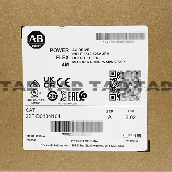 Allen-Bradley 22F-D013N104 PowerFlex 4M- 5.5 kW (7.5 HP) AC Drive