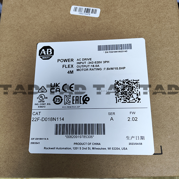 Allen-Bradley 22F-D018N114 PowerFlex 4M- 7.5 kW (10 HP) AC Drive