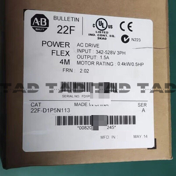 Allen-Bradley 22F-D1P5N113 PowerFlex 4M- 0.4 kW (0.5 HP) AC Drive
