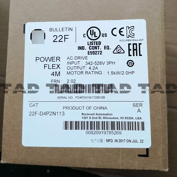 Allen-Bradley 22F-D4P2N113 PowerFlex 4M- 1.5 kW (2 HP) AC Drive