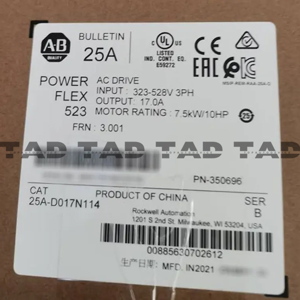 Allen-Bradley 25A-D017N114 PowerFlex 523 7.5kW (10Hp) AC Drive