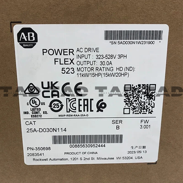 Allen-Bradley 25A-D030N114 PowerFlex 523 15kW (20Hp) AC Drive