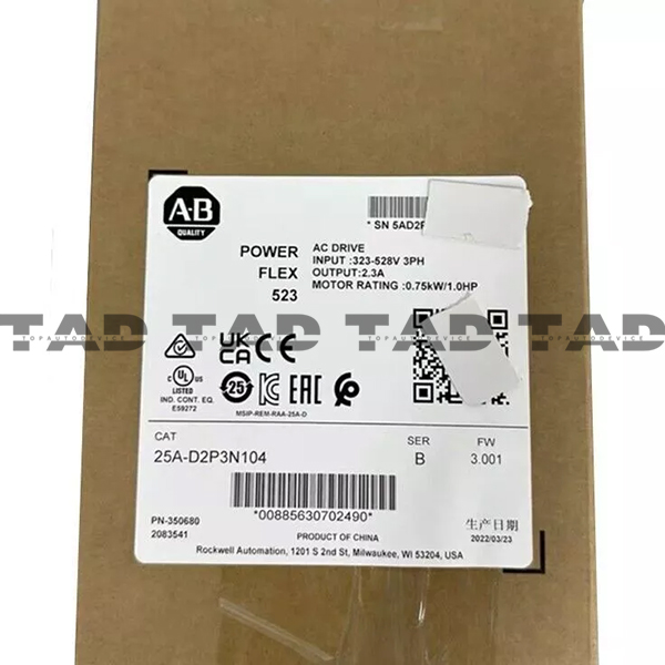 Allen-Bradley 25A-D2P3N104 PowerFlex 523 0.75kW (1Hp) AC Drive