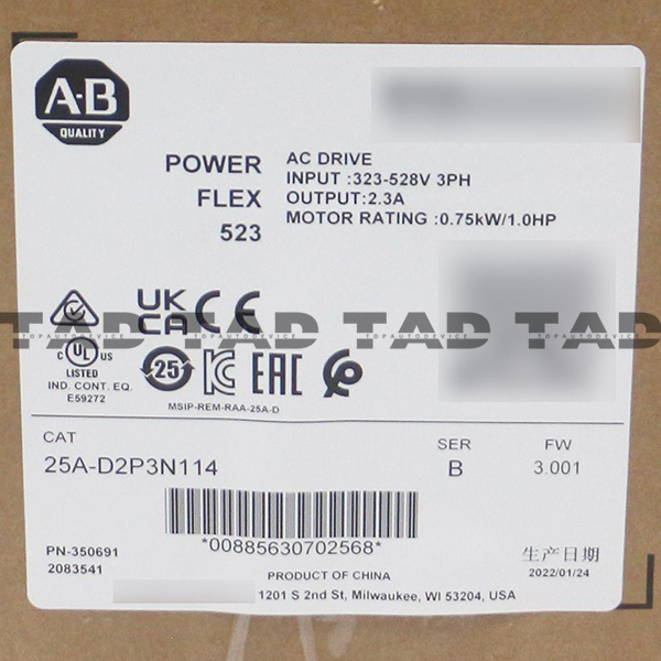 Allen-Bradley 25A-D2P3N114 PowerFlex 523 0.75kW (1Hp) AC Drive