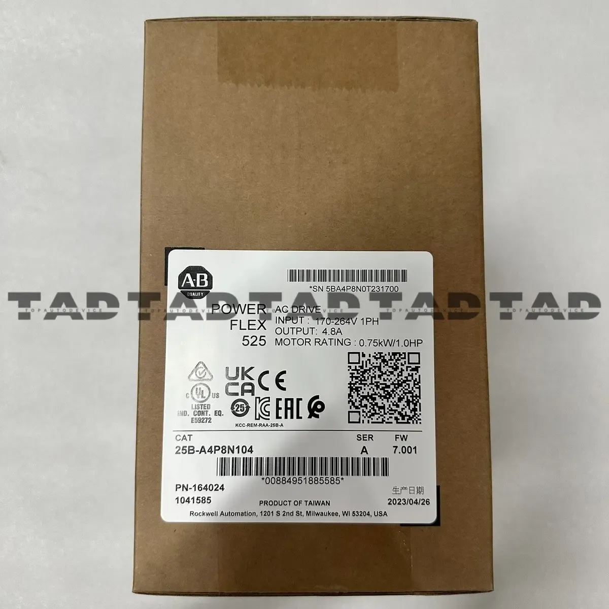 Allen Bradley 25B-A4P8N104 PowerFlex 525 0.75kW (1Hp) AC Drive