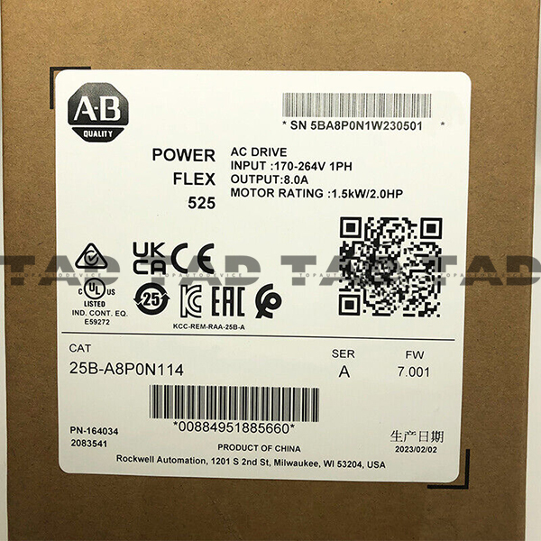 Allen-Bradley 25B-A8P0N114 PowerFlex 525 1.5kW (2Hp) AC Drive