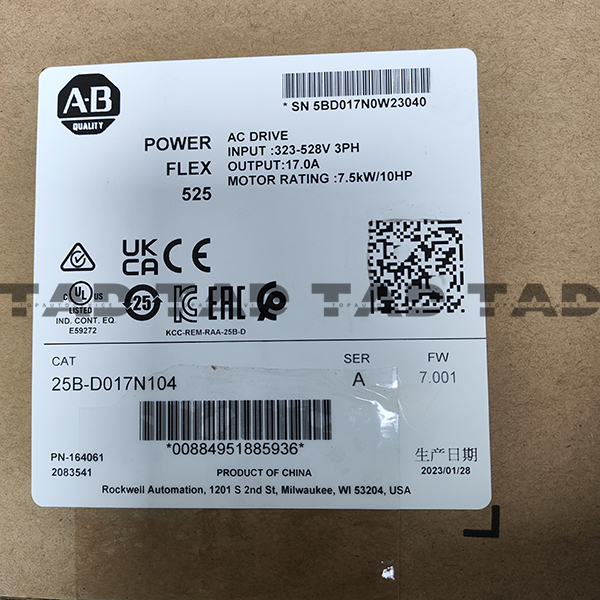 Allen-Bradley 25B-D017N104 PowerFlex 525 7.5kW (10Hp) AC Drive