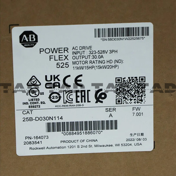 Allen-Bradley 25B-D030N114 PowerFlex 525 15kW (20Hp) AC Drive