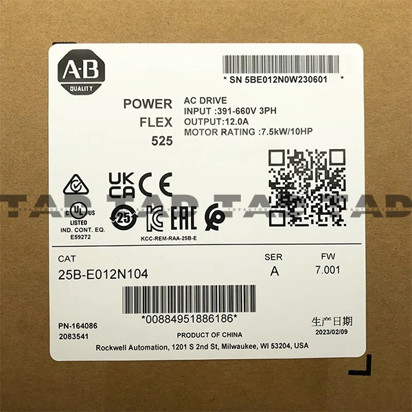 Allen-Bradley 25B-E012N104 PowerFlex 525 7.5kW (10Hp) AC Drive