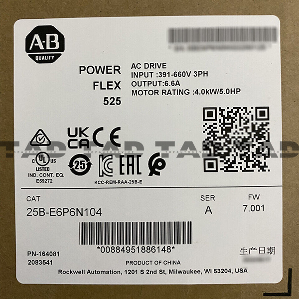 Allen-Bradley 25B-E6P6N104 PowerFlex 525 4kW (5Hp) AC Drive
