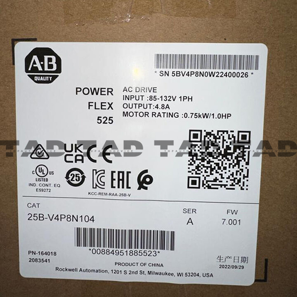 Allen-Bradley 25B-V4P8N104 PowerFlex 525 0.75kW (1Hp) AC Drive