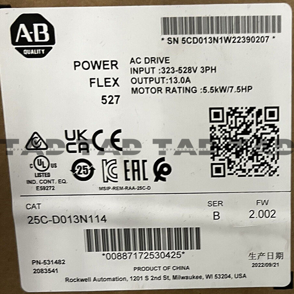 Allen-Bradley 25C-D013N114 PowerFlex 527 5.5kW / 7.5Hp AC Drive