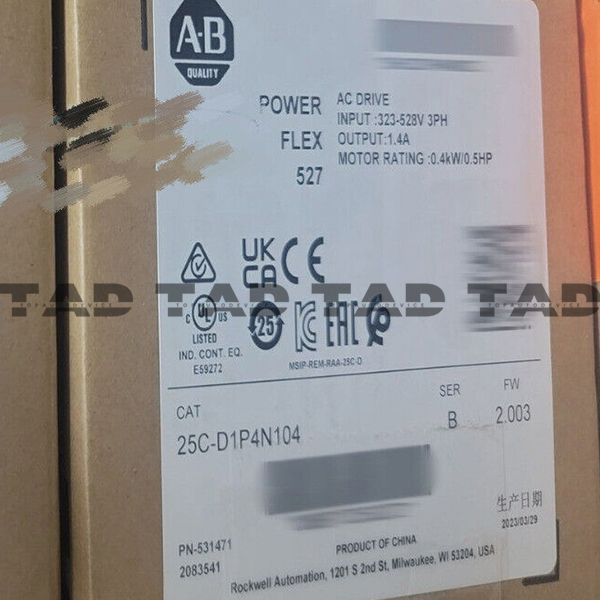 Allen-Bradley 25C-D1P4N104 PowerFlex 527 0.4kW / 0.5Hp AC Drive