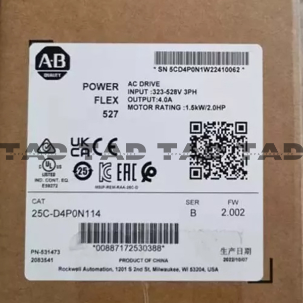 Allen-Bradley 25C-D4P0N114 PowerFlex 527 1.5kW / 2Hp AC Drive