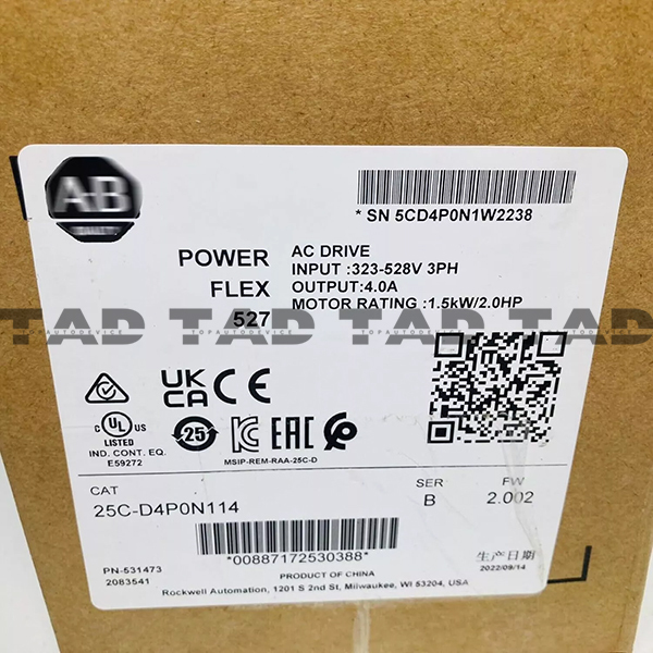 Allen-Bradley 25C-D4P0N114 PowerFlex 527 1.5kW / 2Hp AC Drive