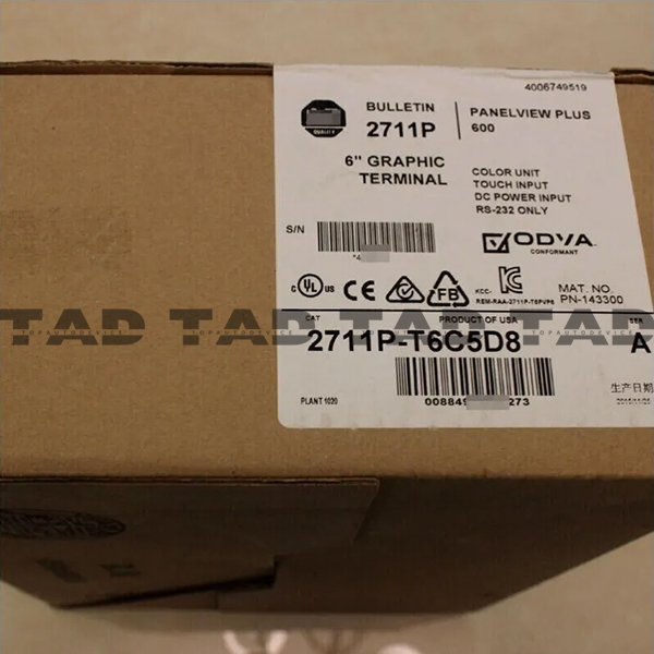 Allen-Bradley 2711P-T6C5D8 PanelView Plus 6 6 Clr Touch DC RS232
