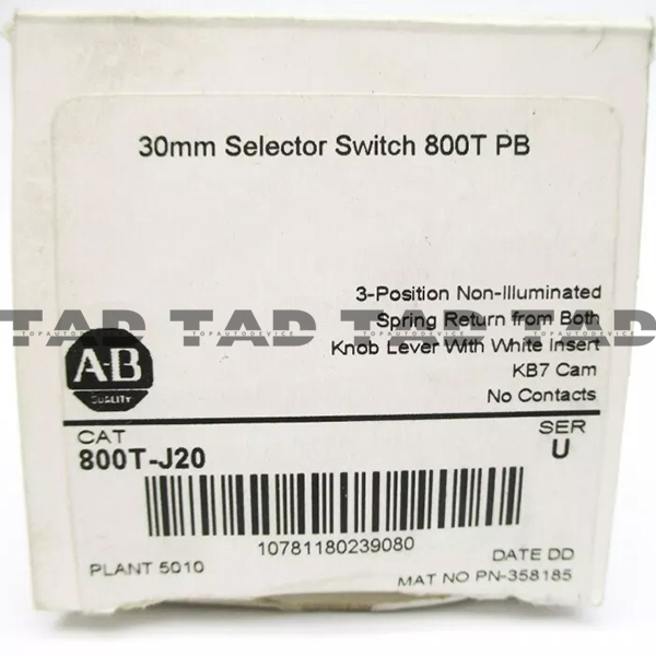 Allen-Bradley 800T-J20 30mm Selector Switch 800T PB