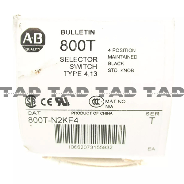Allen-Bradley 800T-N2KF4 30mm Selector Switch 800T PB