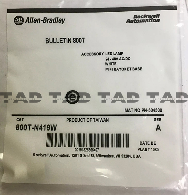 Allen-Bradley 800T-N419W 30mm Replacement LED Lamp PB 
