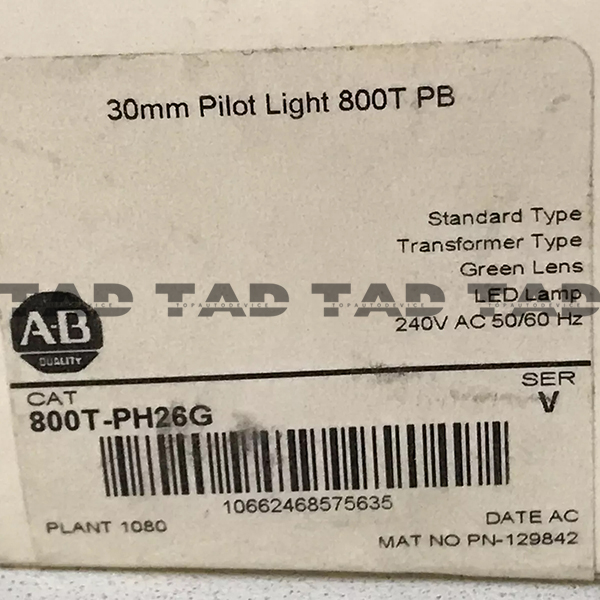 Allen-Bradley 800T-PH26G 30mm Pilot Light 800T PB