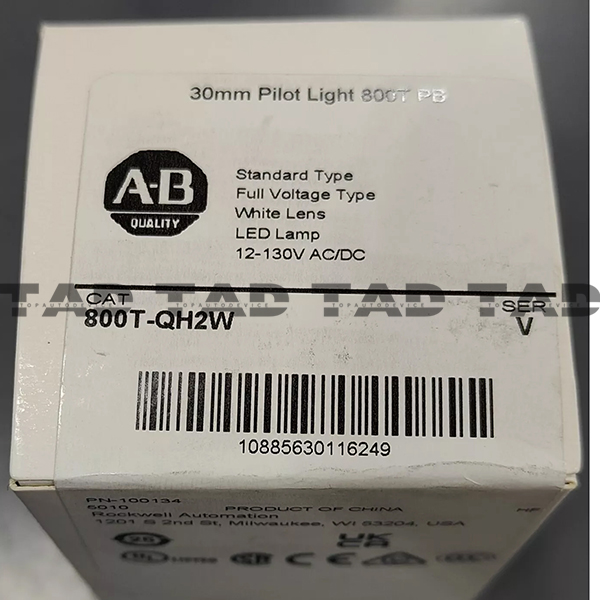 Allen-Bradley 800T-QH2W 30mm Pilot Light 800T PB