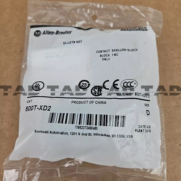 Allen-Bradley 800T-XD2 30mm Contact Block 1-NC 800T PB