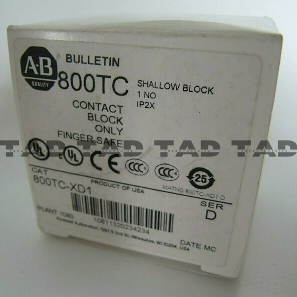 Allen-Bradley 800TC-XD1 30mm Contact Block 1-NO 800T PB