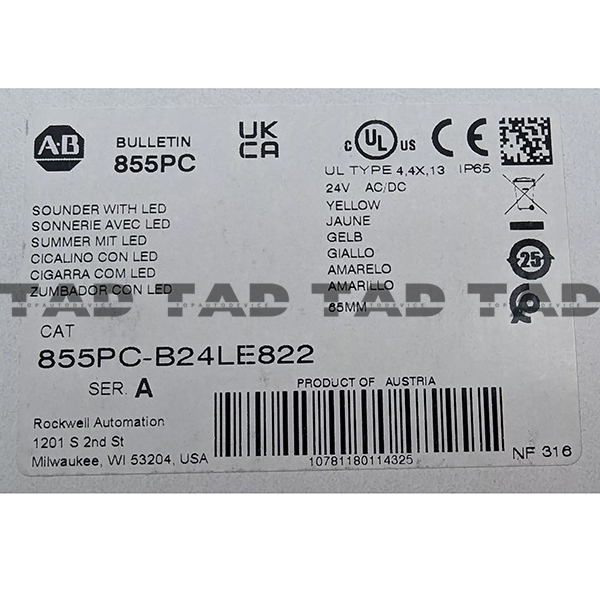 Allen-Bradley 855PC-B24LE822 Light and sound comb Alarm Light and sou