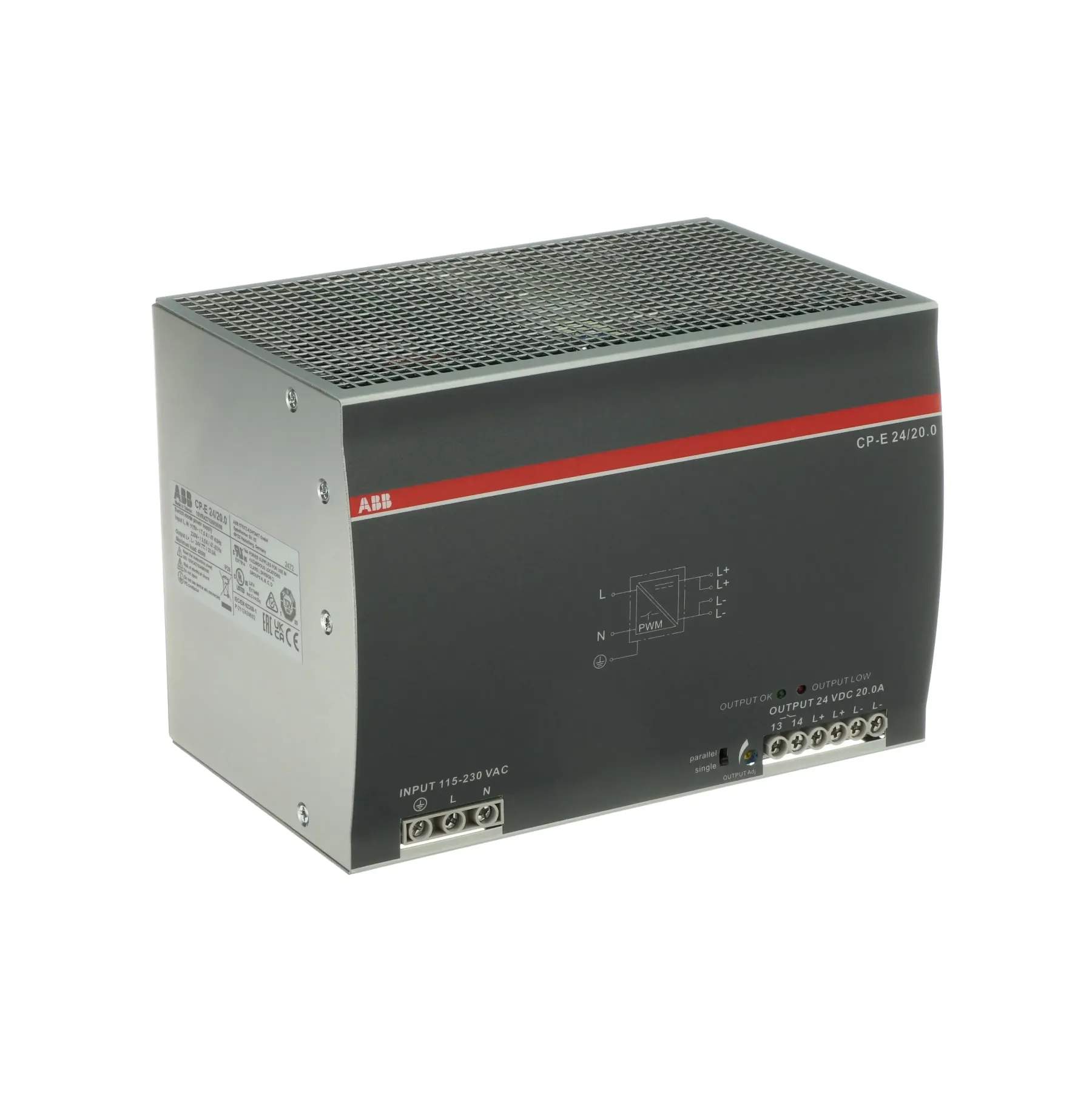 ABB CP-E 24/20.0 Power Supply 115/230VAC 24VDC 20A 1SVR427036R0000