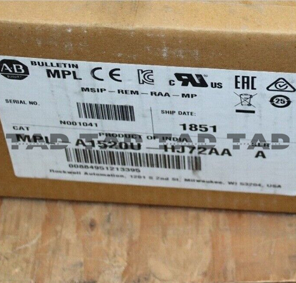 Allen-Bradley MPL-A1520U-HJ72AA MP-Series MPL 240V AC Rotary Servo Motor